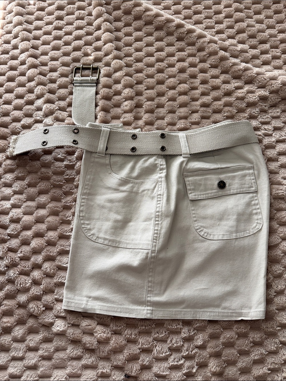 Cream Canvas Shorts with Matching Belt